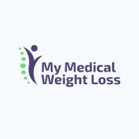 Logo of My Medical Weight Loss featuring a stylized figure and green dots, representing health and wellness in weight loss solutions.